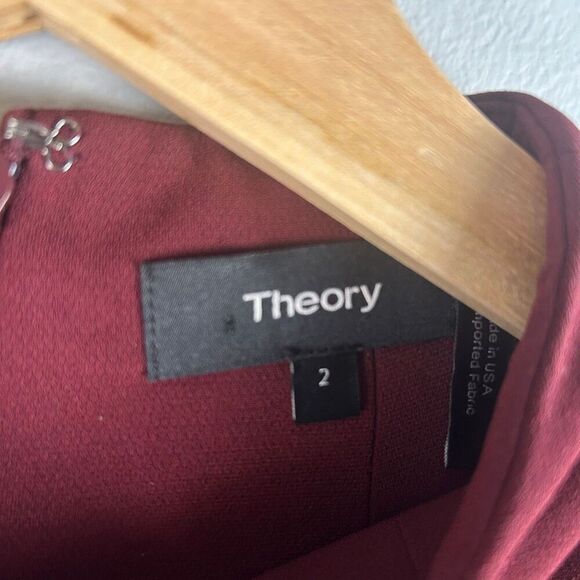 Theory Dolman Shift Dress - Mock Neck Long Sleeve - Burgundy - Picture 4 of 8